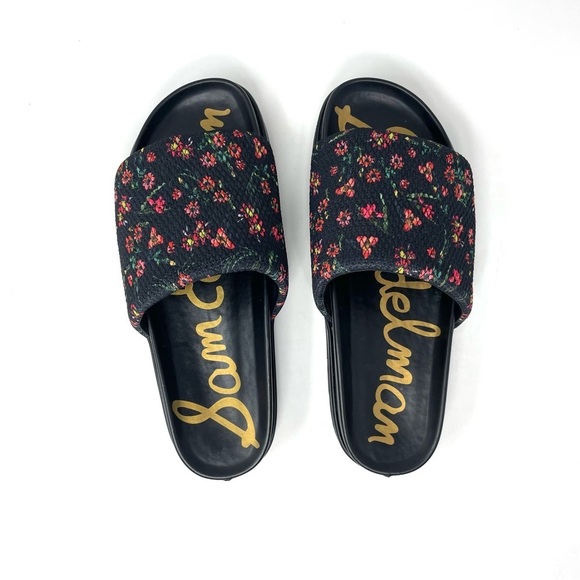 Sam Edelman Shaye Floral Faux Leather Slip On Flatform Sandals Size 10 - Picture 6 of 9